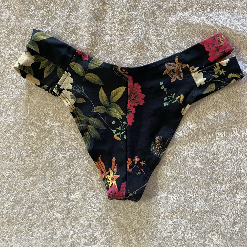 Montce Black Vintage Floral bikini bottoms